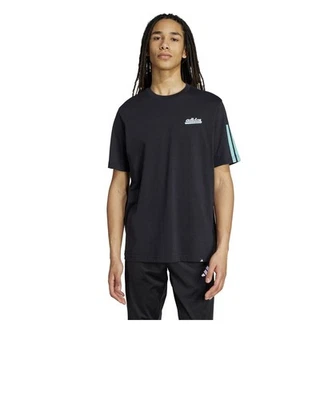 T-shirt maglia maglietta UOMO Adidas Nero Script Single jersey Cotone - Imagen 1 de 4