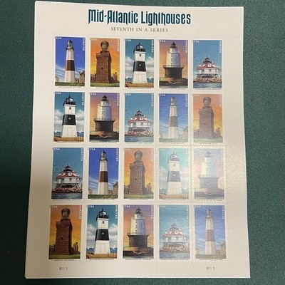 2021 USPS FIRST CLASS LETTER STAMPS MID-ATLANTIC LIGHTHOUSES #5621-5625- 100 pcs