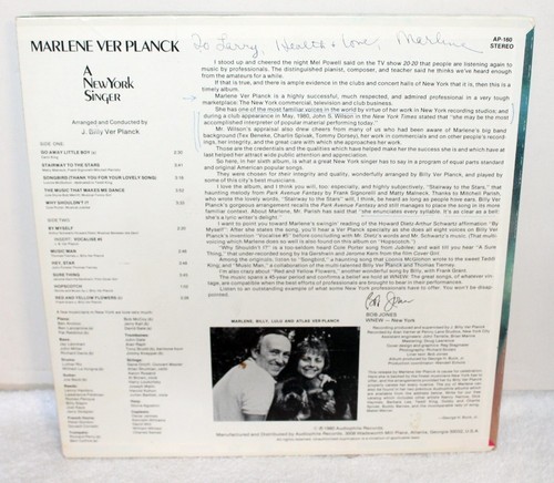 Marlene Ver Planck A New York Singer ~ 1980 Audiophile Used LP w/ Articles ~ VG+ - Picture 13 of 13