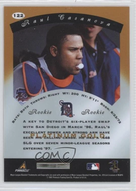 1997 Pinnacle Totally Certified Raul Casanova #122 - Image 2 of 2