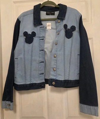 NWT DISNEY PARKS HER UNIVERSE MICKEY MOUSE DENIM JACKET ADULT LARGE BLUE 