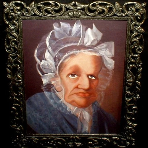 HAUNTED Antique Photo "EYES FOLLOW YOU" Creepy Family Portrait prop Halloween