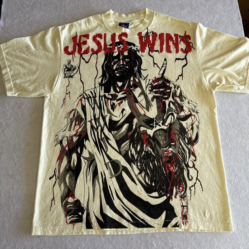 Sz XL Jesus Wins By Vintage Rush 2026 Limited Drop Shirt Rare  Jesus Tshirt AOP