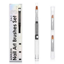 Nail Art Brushes Set, 3-In-1 Clean up Brushes with Angled/Flat/Round Tips, Frenc