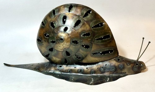 Vintage 16” Snail Metal Art Patio Deck Garden Tea Light Candle Holder Hand Made