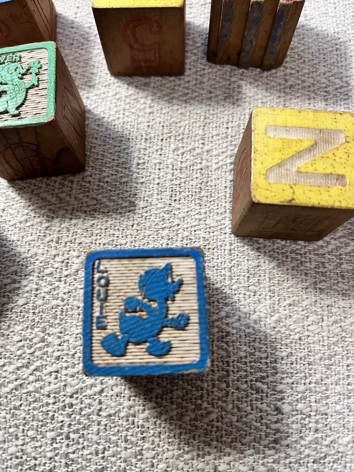 Vintage Disney Wooden Character Blocks Lot (10) —Mickey, Goofy, Daisy, Lady, Etc