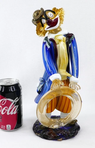 WALTER FURLAN MiD CENTURY MURANO GOLD FLECK ART GLASS CLOWN HULA HOOP SCULPTURE