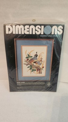 1985 Vintage Dimensions Counted Cross-Stitch Kit Quiet Quail 3593 NIP 9''x12''