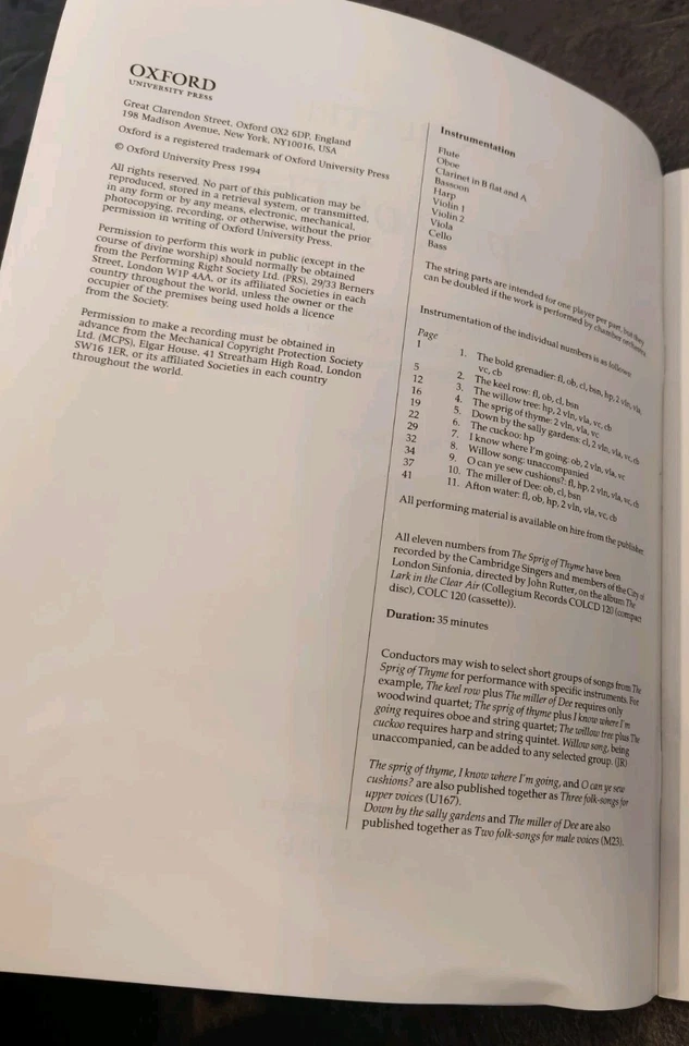 The Sprig of Thyme John Rutter Vocal Score Oxford University Press  - Image 3 of 4