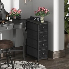 Narrow Dresser Vertical 19.7"D x 9.8"W x 28.3"H 4 Drawers Charcoal Black