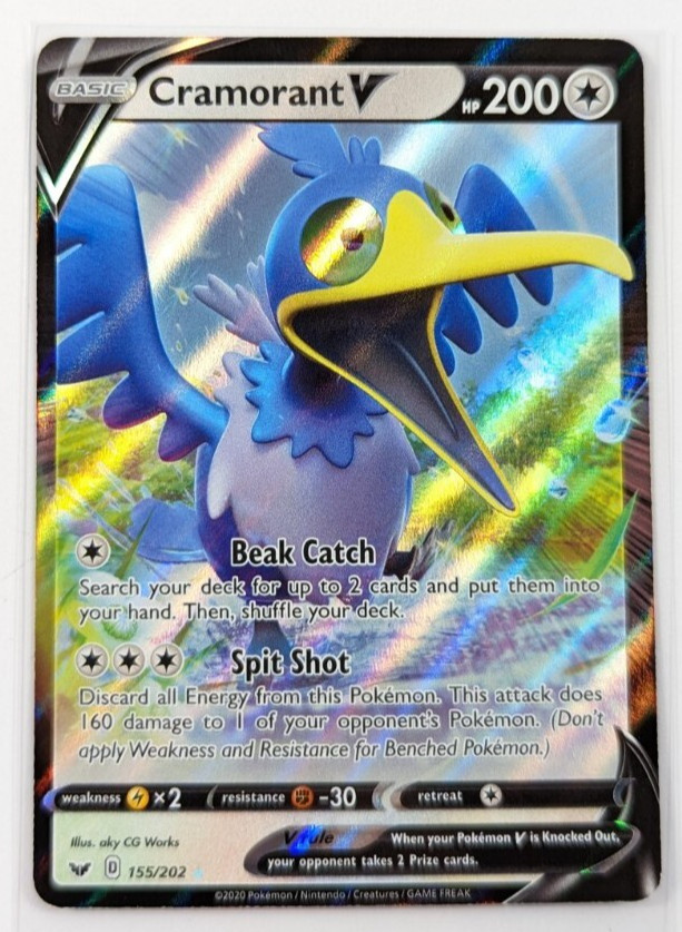 Pokémon TCG Cramorant V Sword & Shield Base Set 155/202 Holo Ultra Rare NM