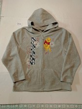 Disney Winnie The Pooh Embroidered Fleece Full Zip Hoodie Women's Large Gray