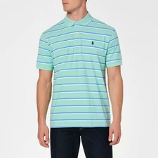 Polo Ralph Lauren Polo Shirt Mens XL Mint Blue Striped Pique Preppy Casual Golf