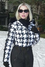 GSOU SNOW Women's One Piece Ski Suit Size M Houndstooth Waterproof Jumpsuit Snow