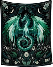 Dragon-Themed Soft Flannel Blanket for Kids and Adults - 40"X50