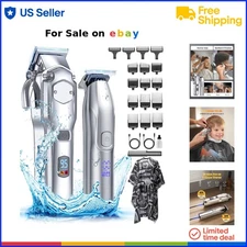 Hair Clippers Stainless Steel Cordless Trimmers Set for Men Grooming Barber