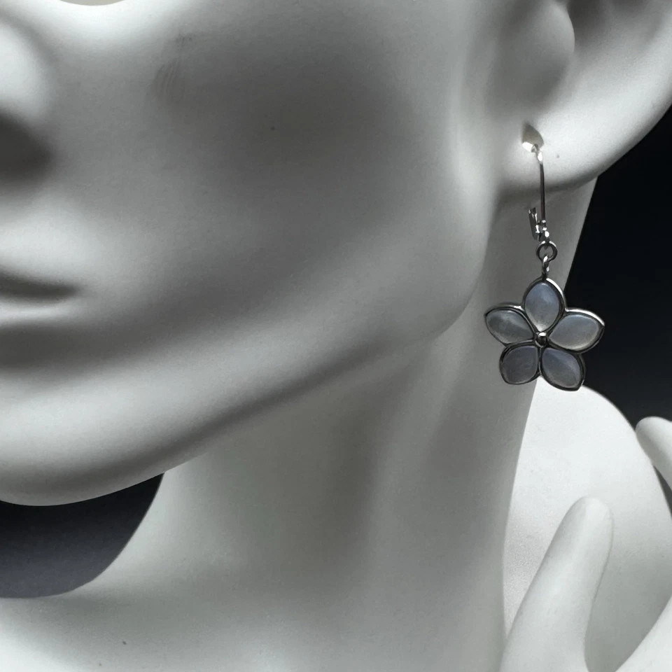 Pendientes Boho Madreperla Flor Y2K Playa Cuelga Mod Gota Palanca Trasera Foto 2 de 4