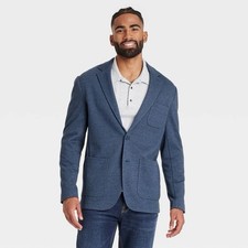 Men's Comfort Wear Knit Blazer - Goodfellow  Co Fighter Pilot Blue Sz L B83s