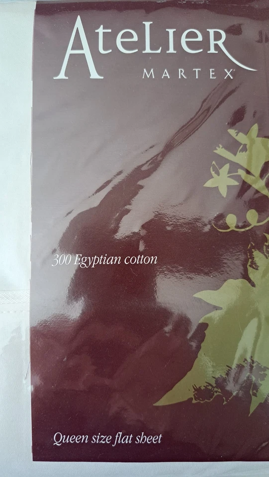 Queen Flat Sheet Single 300 Thread Egyptian Cotton Ecru Ivory ATELIER Martex New - Image 4 of 4