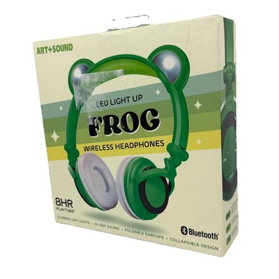 ART+SOUND LED Light Up Frog Bluetooth Wireless / Wired Headphones   Mic - Sealed