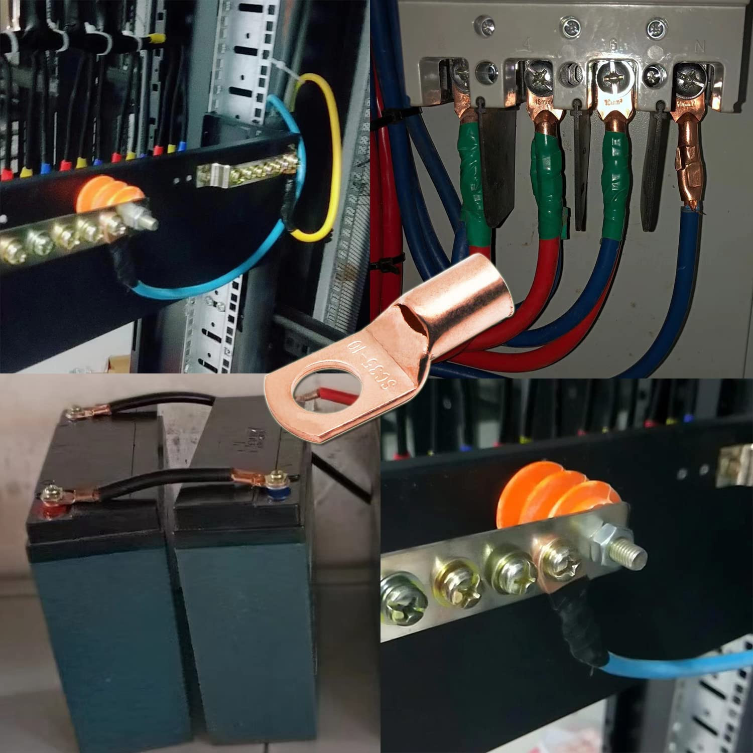 100Pcs Copper Wire Lugs AWG 6 8 10 12 with Heat Shrink Set, 50Pcs Battery Cable 