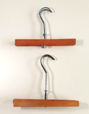 Lot of 2 Vintage Wooden Hangers Diamond Lock Skirt Pants Decor 8"