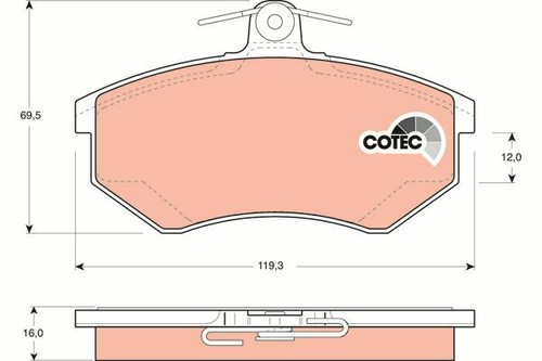 TRW Front Brake Pad Set GDB1048 DB1325 for VW GOLF II (19E, 1G1) 1.8 GTI 16V - Picture 2 of 2