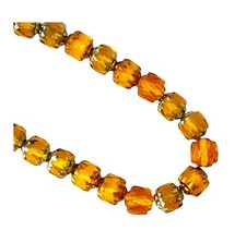 50 Topaz Gold Mix with Silver Presiosa 6mm Faceted Cathedral Barrel Glass Beads