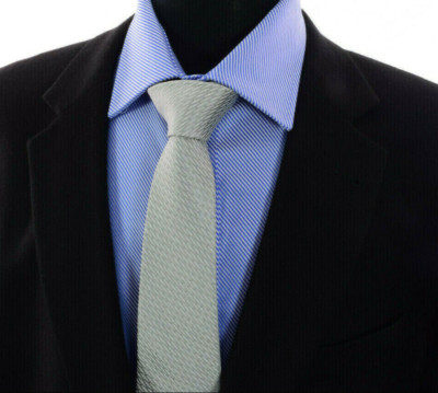 Luxus Herren grau silber Designer Premium Anzug Krawatte Seide unverzichtbares Geschenk xdc1 UK