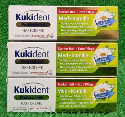 115,83 /kg) 3x Kukident Haftcreme Med + Kamille Extra Krümelschutz 40g Versand0 