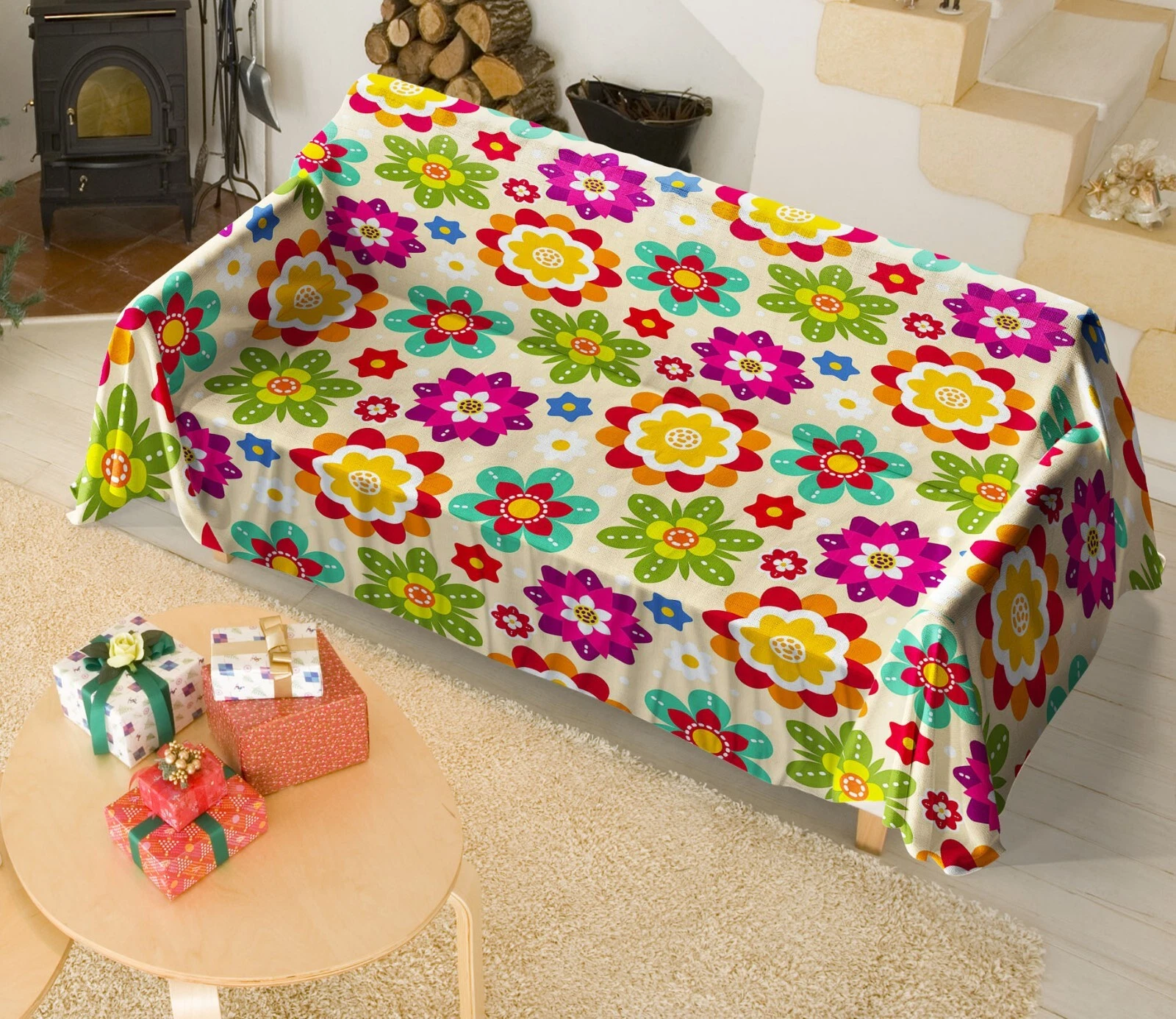 3D Color Petals N2704 Sofa Cover High Stretch Lounge Slipcover Protector Couch