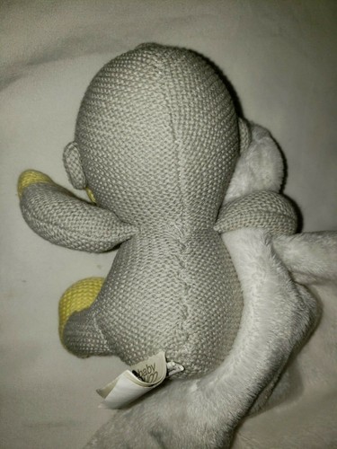Baby Bum Monkey Lovey Security Blanket Gray Yellow White Sweater Knit Plush Toy - Picture 5 of 5