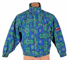 VTG 90s Quiksilver Youth Boys Snow Jacket Edge To Edge All Over Crazy Print 12