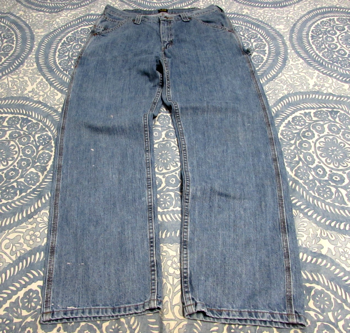 VTG Lee Dungarees Men 34x32 Blue Denim Carpenter Jeans