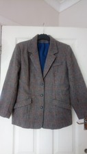 Vintage Tweed Like Blue Red Fine Check Warm Jacket Size: 12