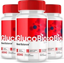  3 Pack GlucoBio Blood Sugar Balance Pills - Heart Health 180 Capsules 