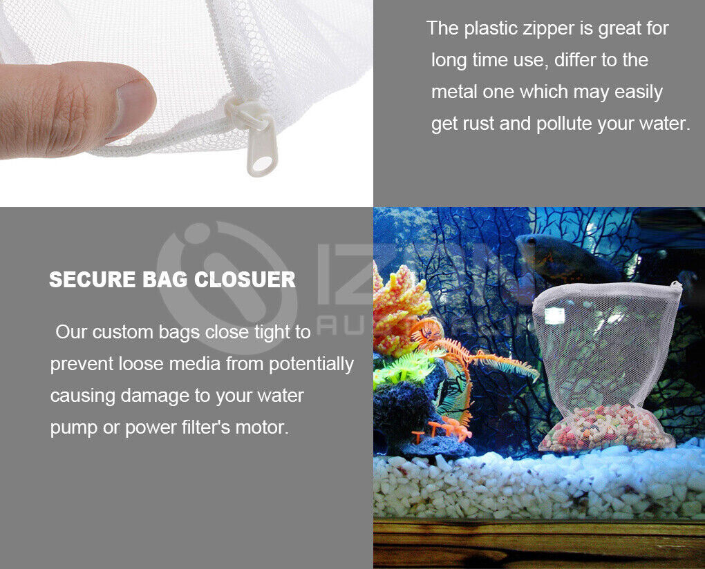 10Pcs Aquarium Filter Bags Fish Tank Bio Ball Media Mesh Storage Bag with Zipper eBay