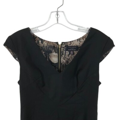 Ted Baker Womens Size 6 or 8 Black LBD Stretch Wool Work Office Sheath Dress  | eBay