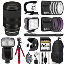 Tamron 17-70mm f/2.8 III-A VC RXD Lens Sony E  LED Flash Bag -64GB Bundle