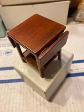 JBM DOLLHOUSE MINI VTG BURGUNDY or  BEIGE DROP LEAF TABLE #0811, NIB, BEAUTIFUL!