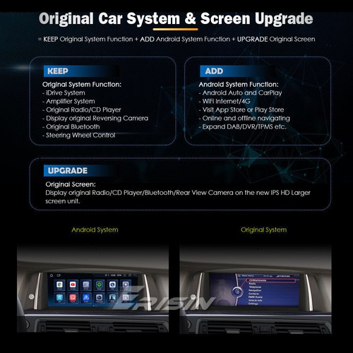 10.25" Android 14 4+64GO GPS Autoradio CarPlay Wifi pour BMW 5 Série F10/F11 CIC - Afbeelding 7 van 24