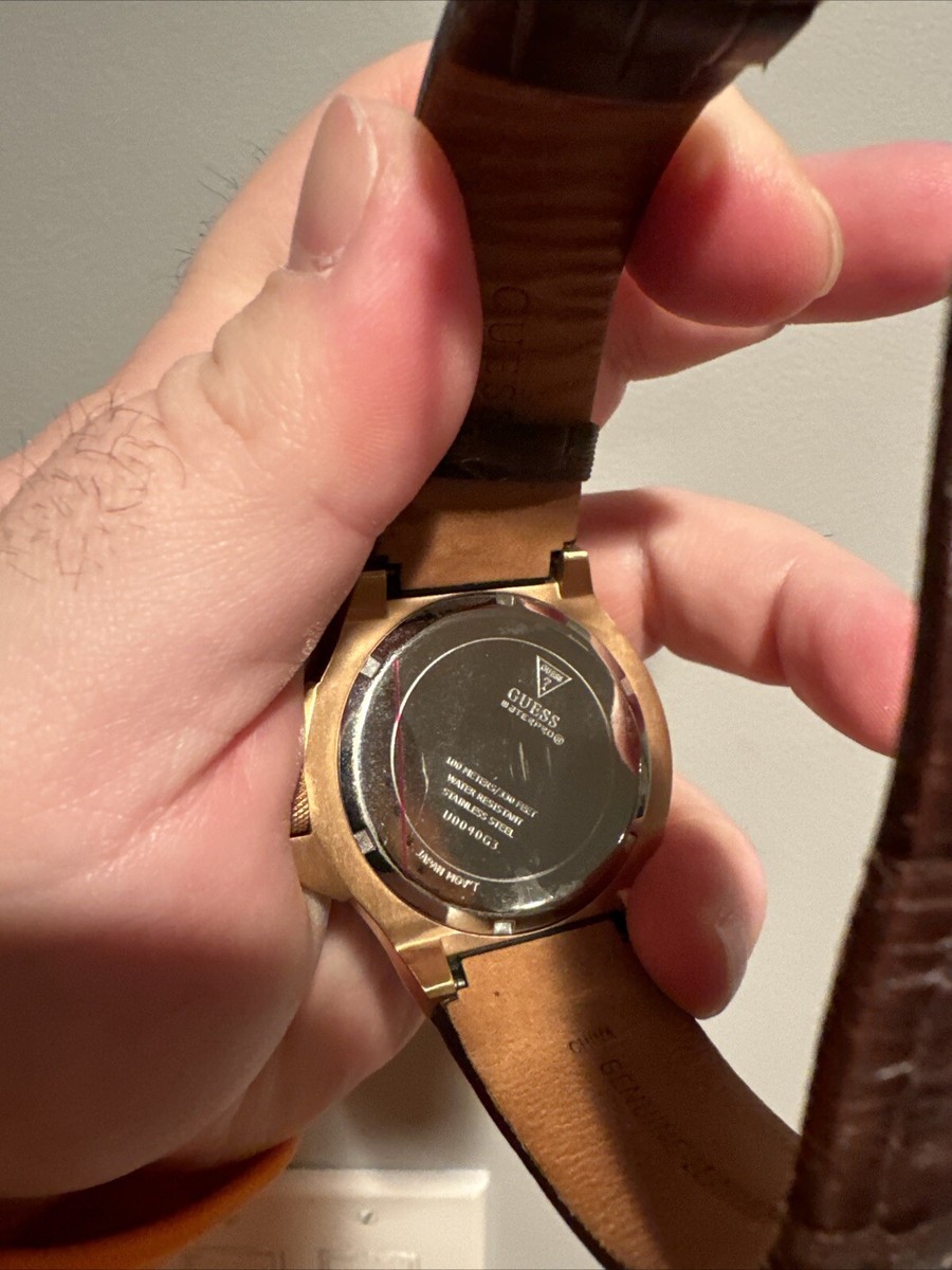 Guess Rigor Analog Brown Dial Brown Leather Strap Watch For Men