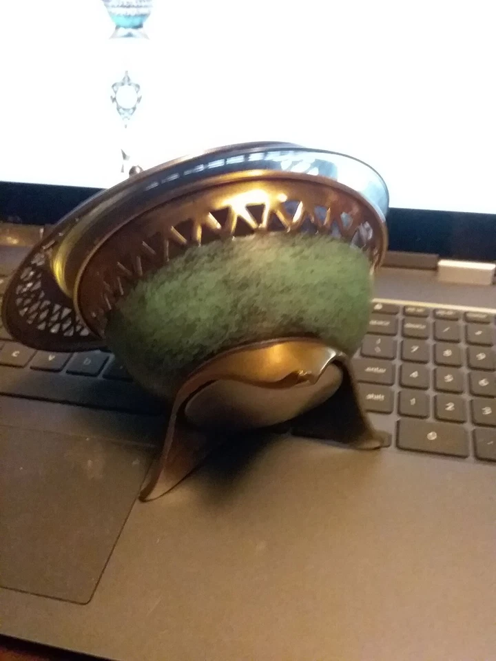 Plato de caramelo MCM Oppenheim vintage vidrio latón esmalte hecho a mano en Israel Foto 3 de 3