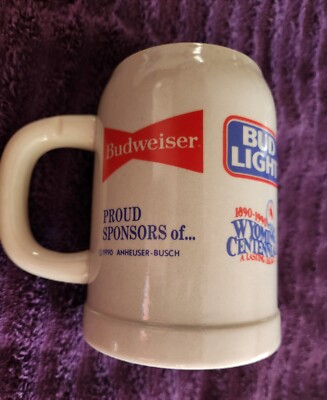 Budweiser 1890-1990 Wyoming Centennial Stein Cowboy Bucking Horse