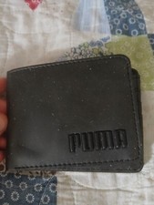 Authentic Puma Black Bifold Genuine Clot Leather Men Wallet Grey-Black Camo