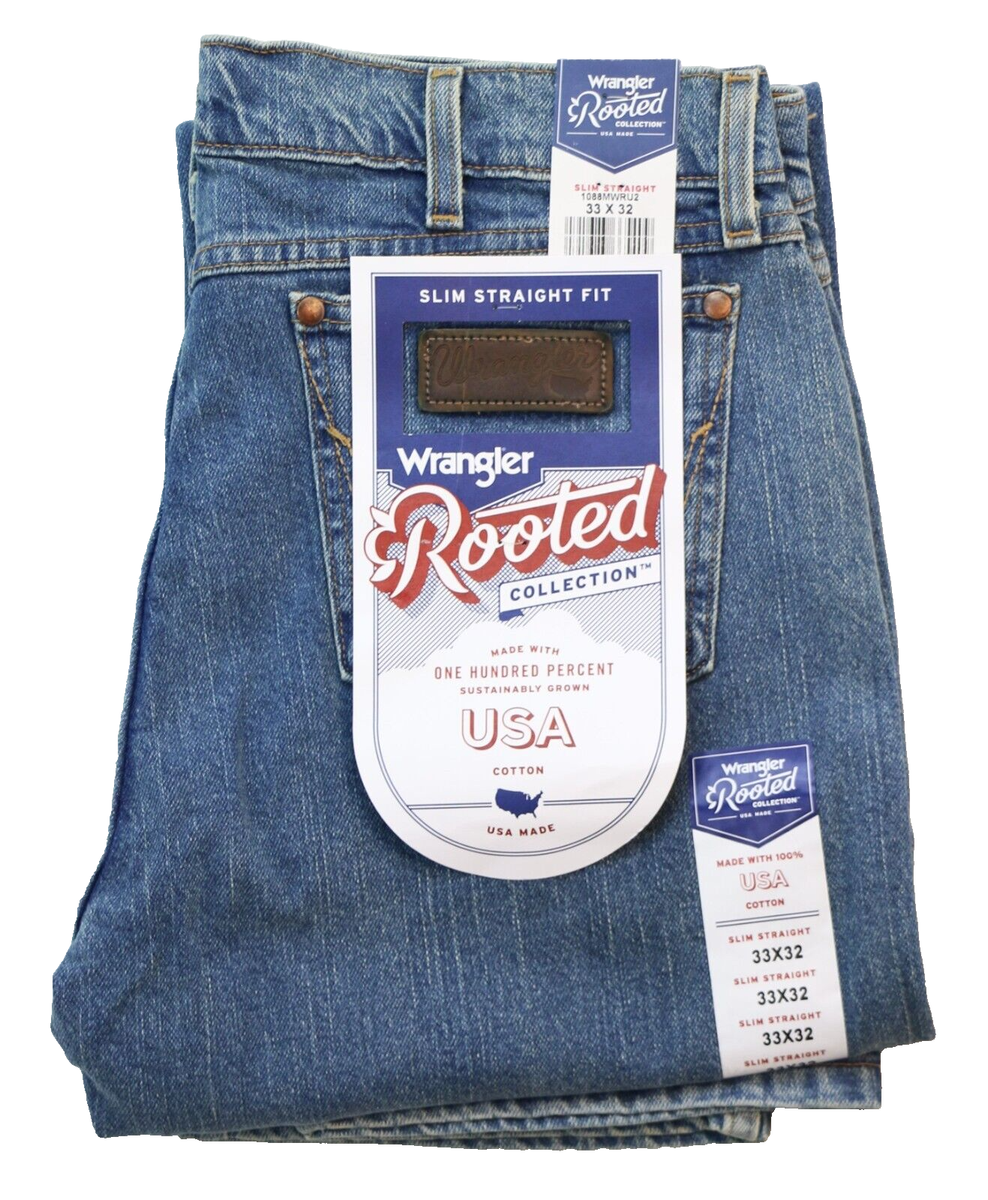Wrangler Men's Jeans Made in USA Slim Fit Straight Leg US