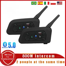 Motorcycle Helmet Headset Bluetooth Intercom Communicator 800M For 2 Riders IP65