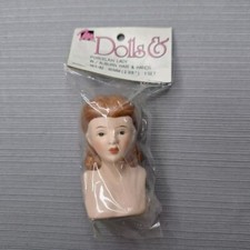 Vintage Mangelsen's Porcelain Lady Auburn Hair Head  Hands 161-42 2 3/8" New