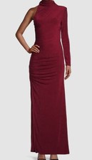  378 Misha Women Red Ruched Asymmetric One-Shoulder Gown Dress Size EU34 US2
