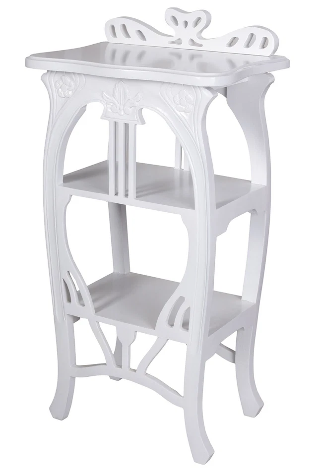 Regal weiß Jugendstil Mahagoni Notenschrank Vintage Tisch Etagere Telefontisch - Bild 2 von 4